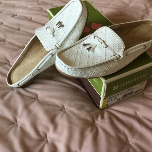 Naturalizer White Quilted Slide on Shoes - Picture 5 of 5